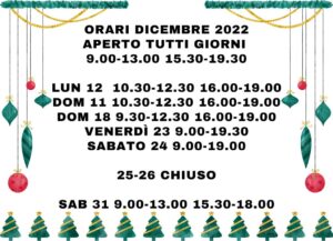 Orari Dicembre 2022 e Gennaio 2023