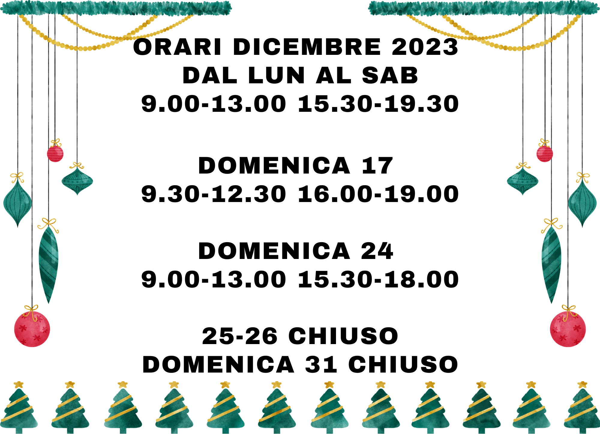ORARI DICEMBRE 2023