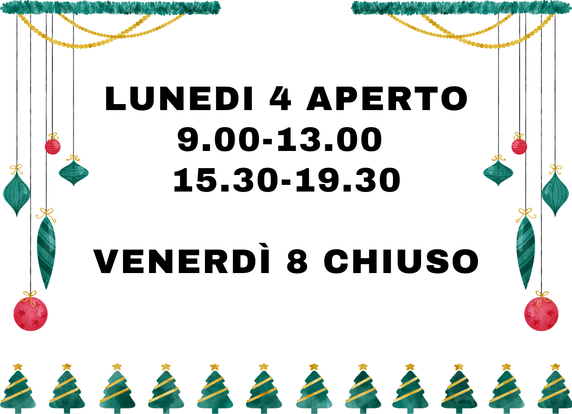 ORARI DICEMBRE 2023_lunedi 4 e venerdi 8