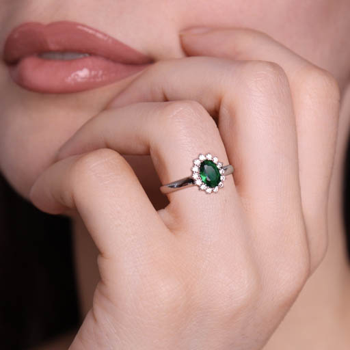 VERAMÉ Anello Kate Argento Verde 12 - immagine 2